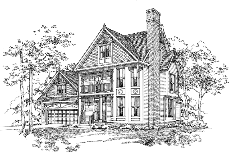 House Blueprint - Victorian Exterior - Front Elevation Plan #72-886
