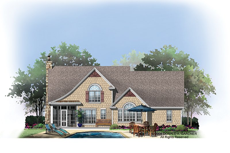 House Plan Design - Exterior - Rear Elevation 1 for European House Plan #929-907 - 3 bed, 2.5 bath