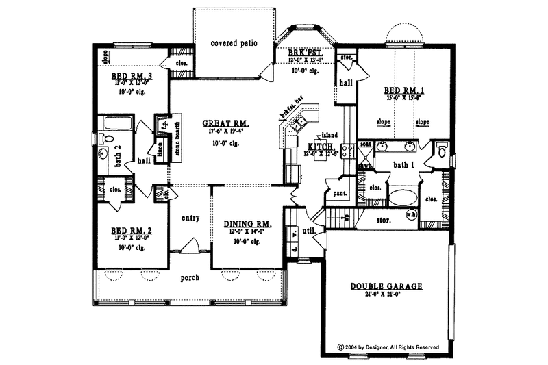 Home Plan - Floor Plan - Main Floor for Country House Plan #42-415 - 3 bed, 2 bath