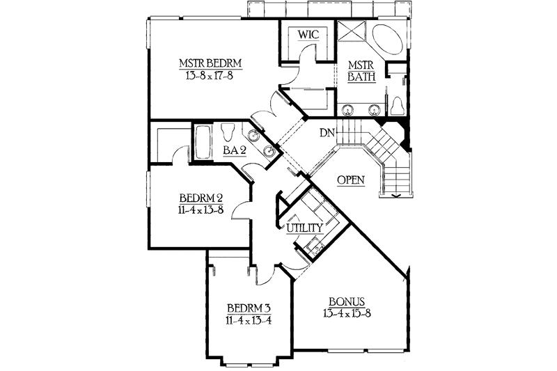 Home Plan - Floor Plan - Upper Floor for Craftsman House Plan #132-392 - 5 bed, 3.5 bath