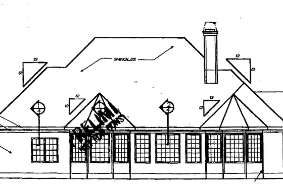Exterior - Rear Elevation for European House Plan #927-495 - 3 bed, 2.5 bath