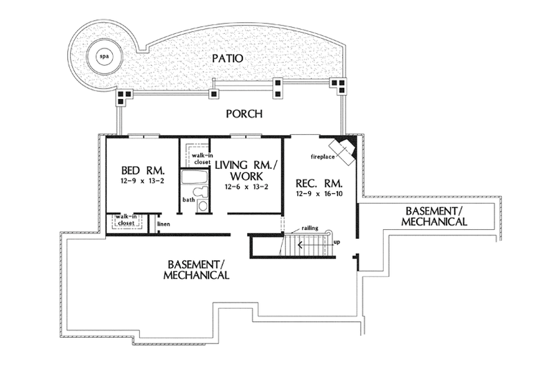 Architectural House Design - Floor Plan - Lower Floor for Craftsman House Plan #929-919 - 3 bed, 3 bath