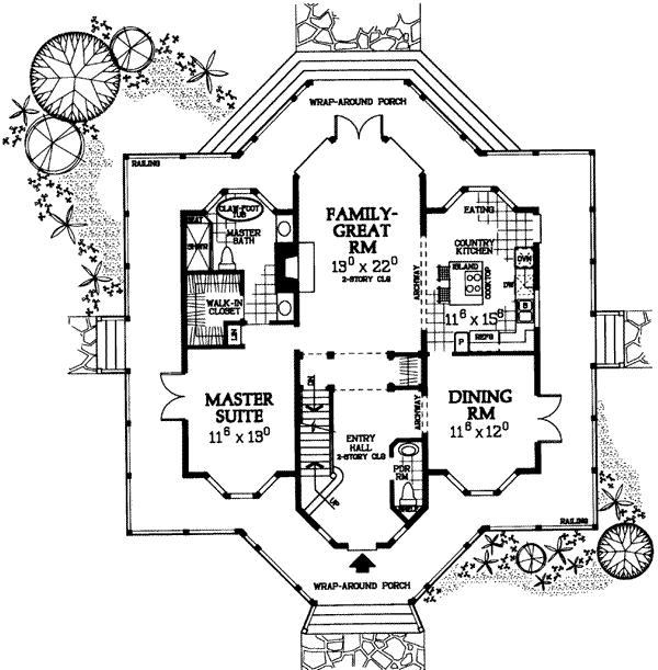 Architectural House Design - Country Floor Plan - Main Floor Plan #72-118