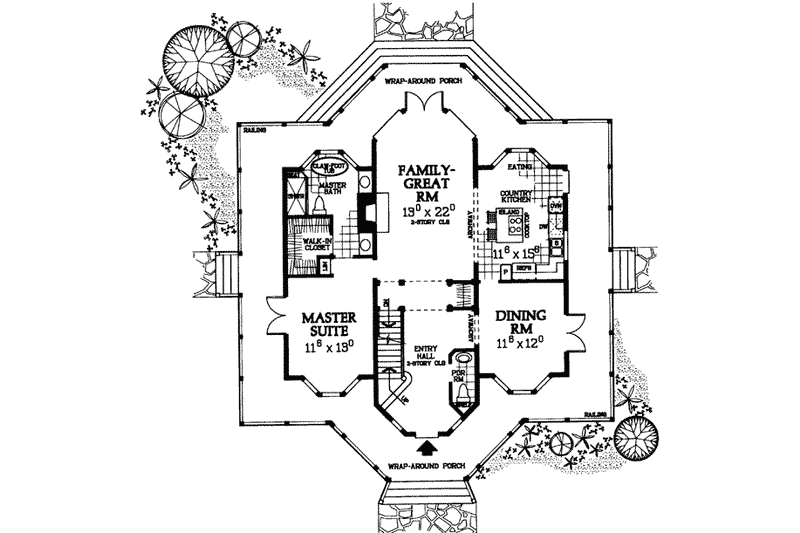 House Design - Floor Plan - Main Floor for Country House Plan #72-118 - 3 bed, 2.5 bath