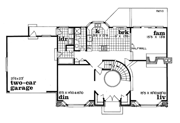 House Blueprint - Tudor Floor Plan - Main Floor Plan #47-958