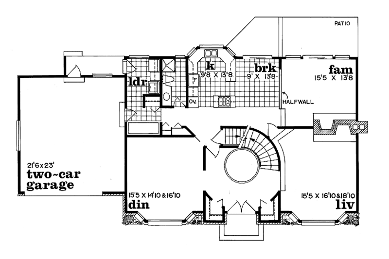Architectural House Design - Floor Plan - Main Floor for Tudor House Plan #47-958 - 4 bed, 3 bath