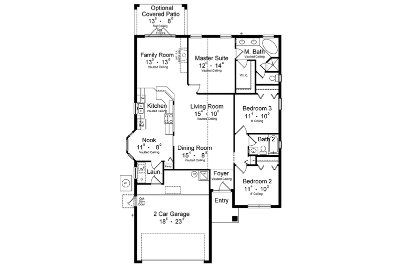 Architectural House Design - Floor Plan - Main Floor for Contemporary House Plan #1015-30 - 3 bed, 2 bath