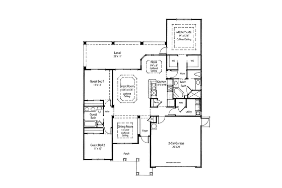 Floor Plan - Main Floor for Mediterranean House Plan #938-21 - 3 bed, 2 bath
