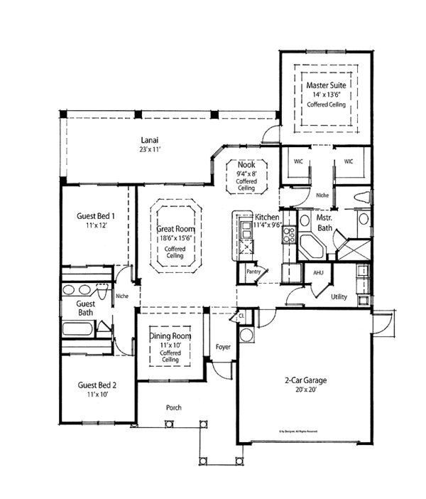 Architectural House Design - Mediterranean Floor Plan - Main Floor Plan #938-21
