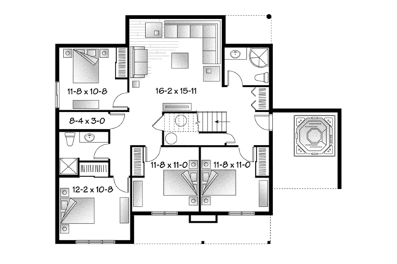 Floor Plan - Lower Floor for European House Plan #23-2512 - 6 bed, 3.5 bath