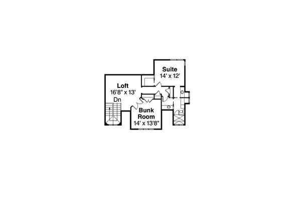 Craftsman style house plan, upper level floor plan