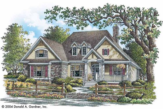 Exterior - Front Elevation 3 for Country House Plan #929-739 - 3 bed, 2 bath