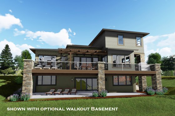 Exterior - Rear Elevation 1 for Modern House Plan #1069-9 - 4 bed, 3.5 bath