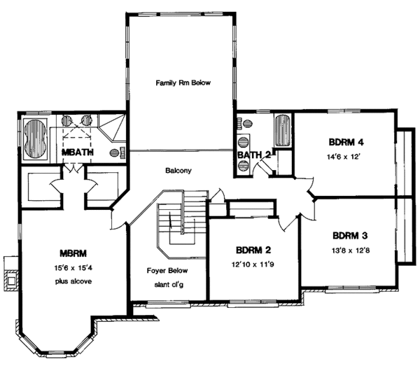 House Design - Traditional Floor Plan - Upper Floor Plan #316-229