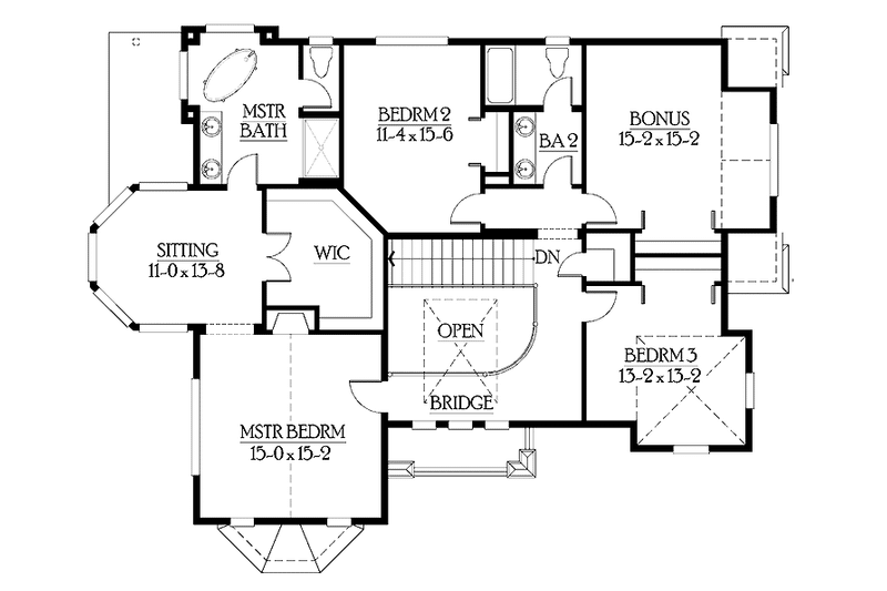 Home Plan - Floor Plan - Upper Floor for Craftsman House Plan #132-314 - 3 bed, 2.5 bath