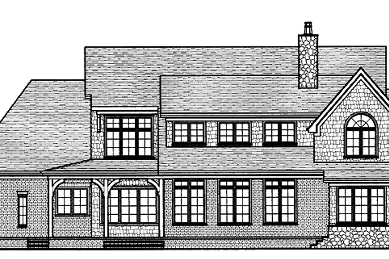 Home Plan - Exterior - Rear Elevation for Tudor House Plan #413-900 - 4 bed, 3.5 bath