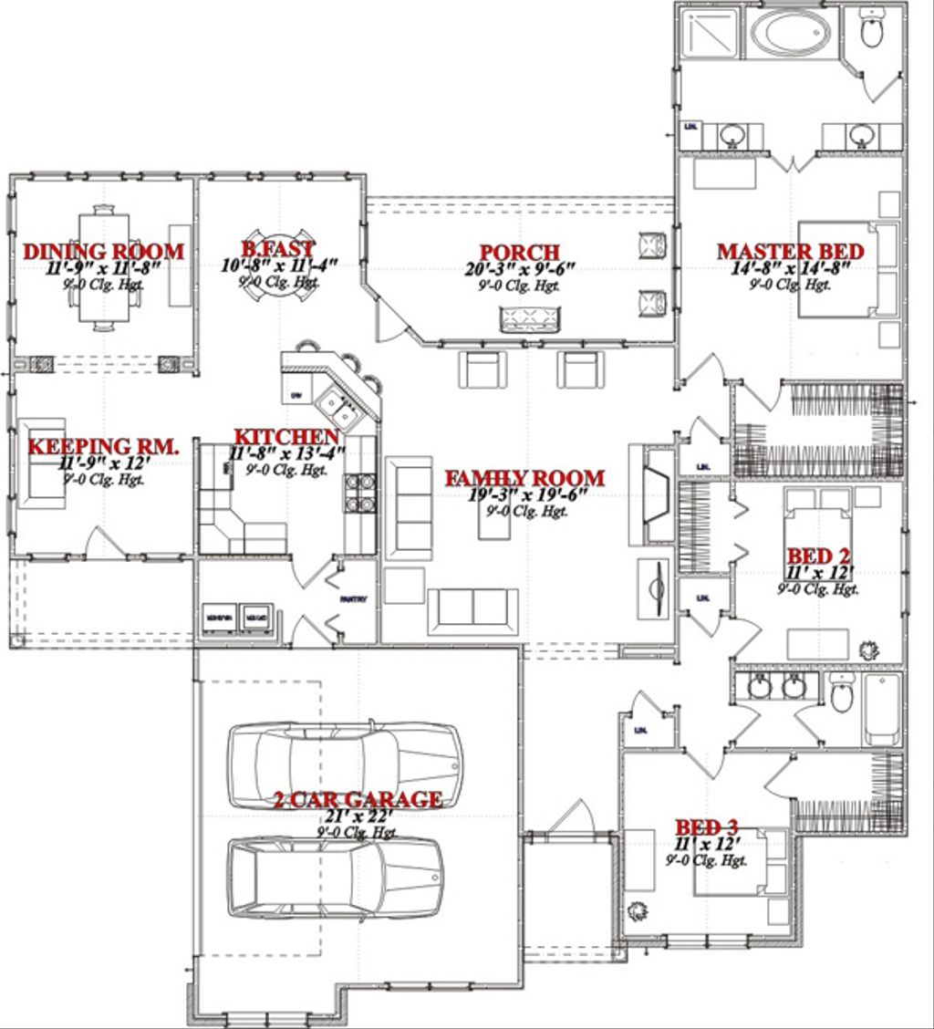 Traditional Style House Plan - 3 Beds 2 Baths 2135 Sq/Ft Plan #63-310 ...