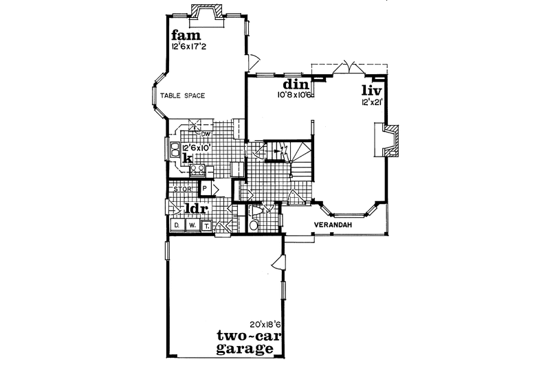 Home Plan - Floor Plan - Main Floor for Country House Plan #47-975 - 3 bed, 2.5 bath