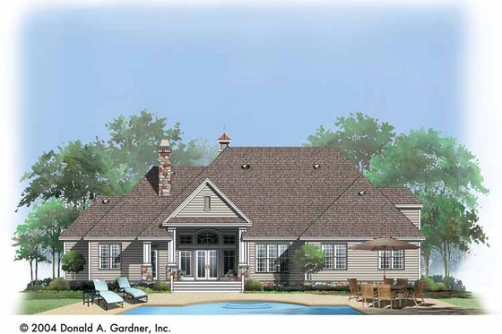 Exterior - Rear Elevation 1 for Traditional House Plan #929-741 - 4 bed, 3 bath