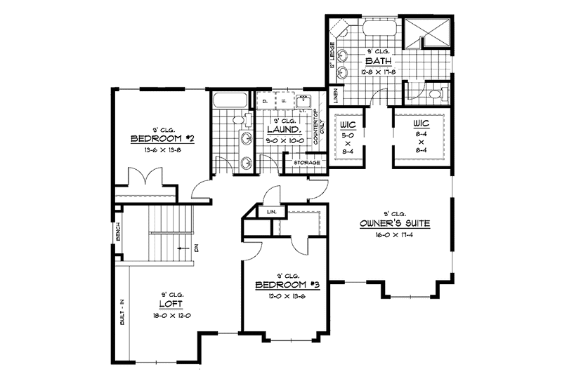 Architectural House Design - Floor Plan - Upper Floor for European House Plan #51-656 - 3 bed, 2.5 bath