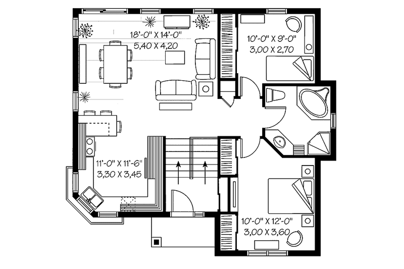 Dream House Plan - Floor Plan - Main Floor for European House Plan #23-2387 - 2 bed, 1 bath