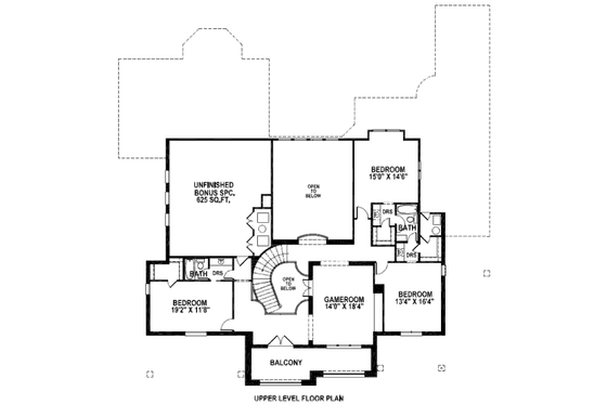 Floor Plan - Upper Floor for Mediterranean House Plan #141-245 - 5 bed, 4.5 bath