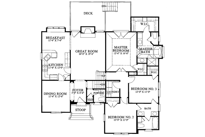 Home Plan - Floor Plan - Main Floor for Country House Plan #429-129 - 3 bed, 2.5 bath