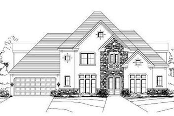Exterior - Front Elevation for European House Plan #411-113 - 4 bed, 3.5 bath