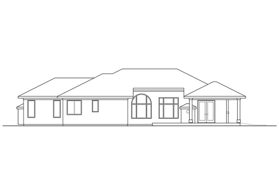 Exterior - Rear Elevation for Adobe / Southwestern House Plan #124-1193 - 3 bed, 2.5 bath