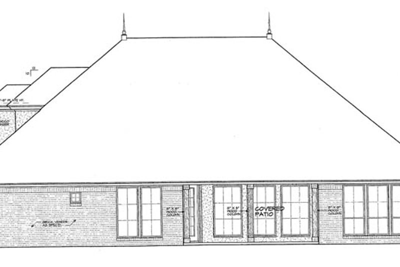 House Blueprint - Exterior - Rear Elevation for European House Plan #310-1263 - 3 bed, 2.5 bath