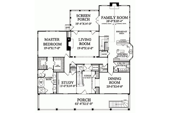 Floor Plan - Main Floor for Colonial House Plan #137-101 - 4 bed, 4.5 bath