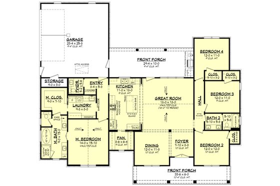 Floor Plan - Main Floor for Farmhouse House Plan #430-331 - 4 bed, 2.5 bath