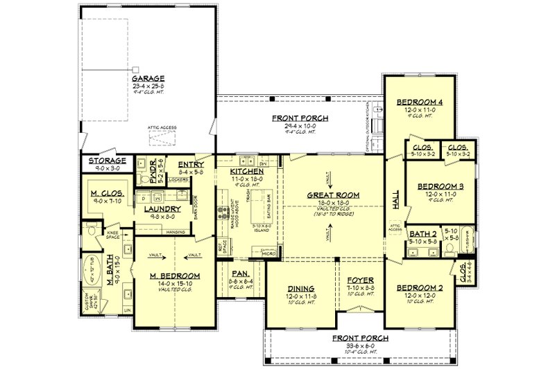 Dream House Plan - Floor Plan - Main Floor for Farmhouse House Plan #430-331 - 4 bed, 2.5 bath