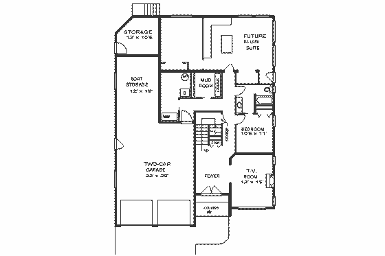 Floor Plan - Lower Floor for European House Plan #18-146 - 5 bed, 3 bath
