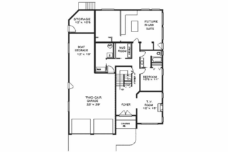 House Blueprint - Floor Plan - Lower Floor for European House Plan #18-146 - 5 bed, 3 bath