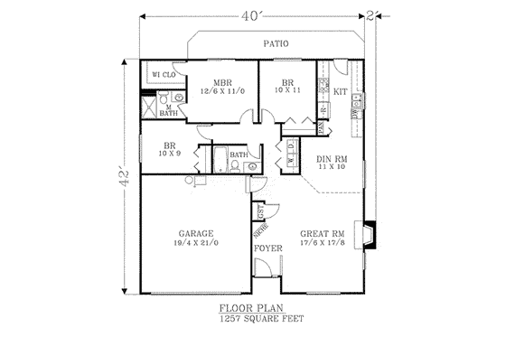 Floor Plan - Main Floor for Craftsman House Plan #53-109 - 3 bed, 2 bath