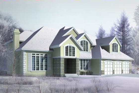Exterior - Front Elevation for European House Plan #103-203 - 4 bed, 5 bath