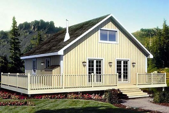 Exterior - Front Elevation for Cabin House Plan #312-877 - 2 bed, 1 bath