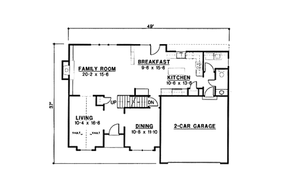 Floor Plan - Main Floor for European House Plan #67-118 - 4 bed, 3.5 bath