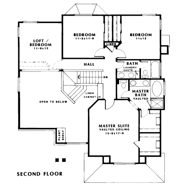 Floor Plan - Upper Floor for Traditional House Plan #312-371 - 4 bed, 2.5 bath