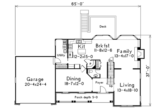 Floor Plan - Main Floor for European House Plan #57-176 - 4 bed, 2.5 bath