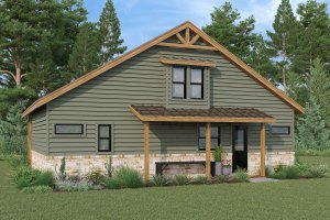 Exterior - Rear Elevation for Cabin House Plan #472-452 - 2 bed, 2 bath