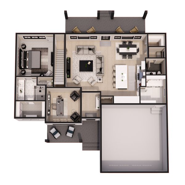 Architectural House Design - Farmhouse Floor Plan - Main Floor Plan #51-1383