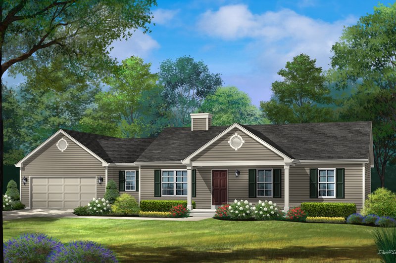 Architectural House Design - Ranch Exterior - Front Elevation Plan #22-622
