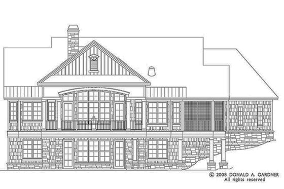 Exterior - Rear Elevation 2 for European House Plan #929-4 - 4 bed, 4 bath
