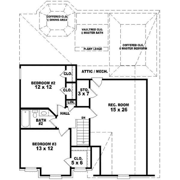 Floor Plan - Upper Floor for European House Plan #81-687 - 3 bed, 2.5 bath