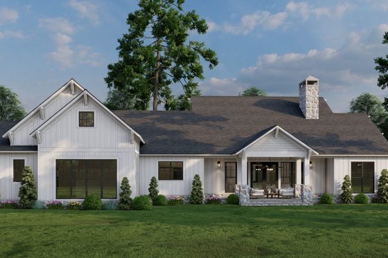 Exterior - Rear Elevation for Farmhouse House Plan #923-395 - 3 bed, 2.5 bath