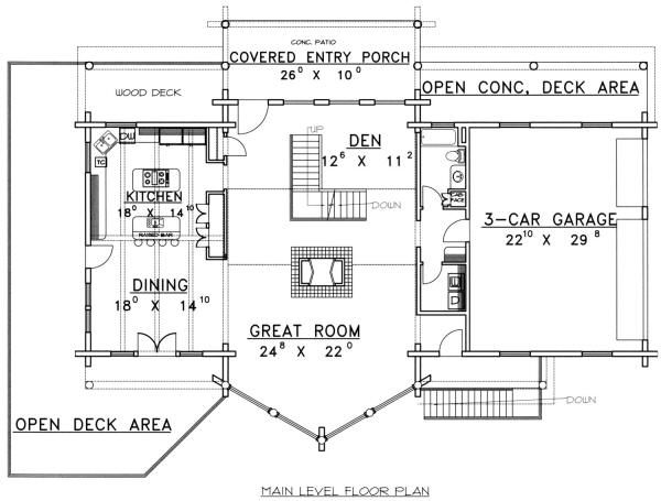Dream House Plan - Log Floor Plan - Main Floor Plan #117-271