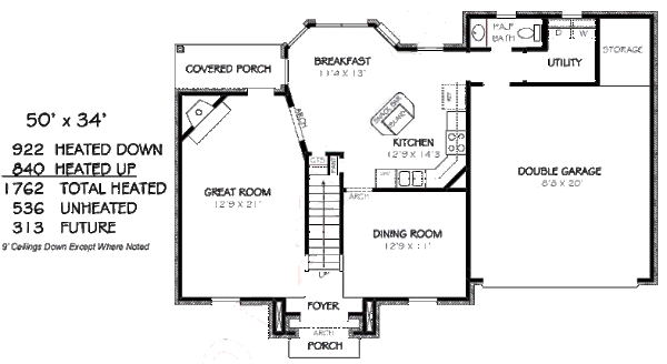 Traditional Floor Plan - Main Floor Plan #424-227