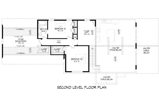 Floor Plan - Upper Floor for Cabin House Plan #932-1342 - 3 bed, 2.5 bath